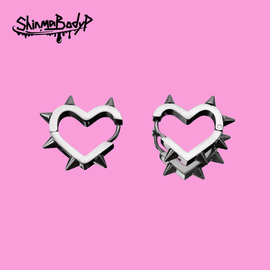 Heart Spiked Cuff Earrings