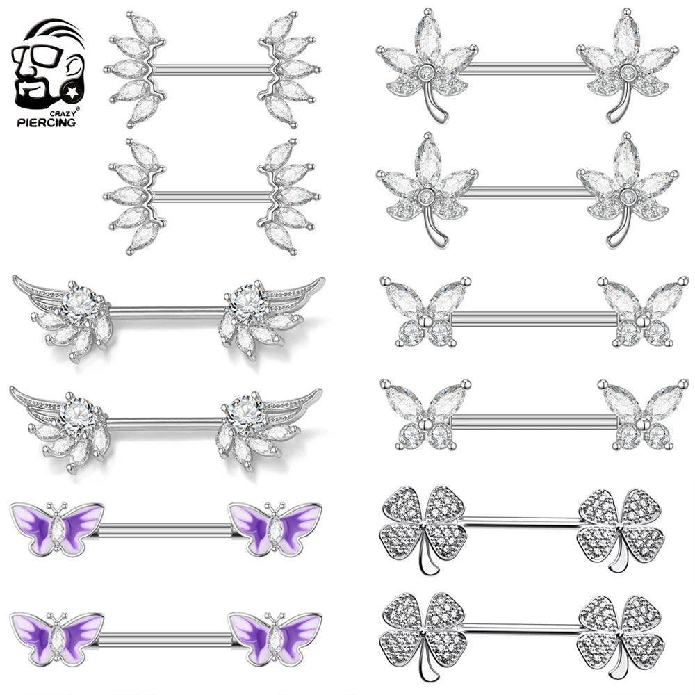 2pcs 316L Stainless Steel Nipple Piercing