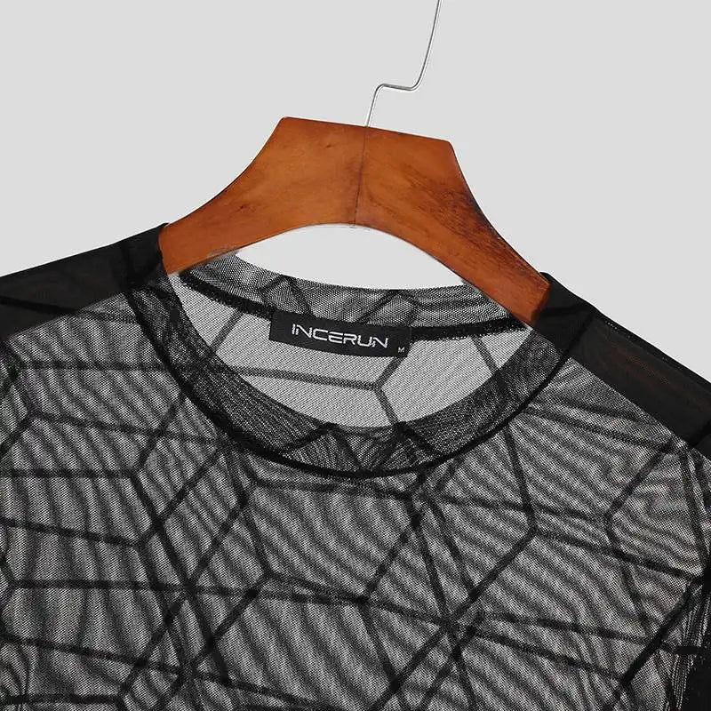 Cube Pattern Mesh Shirt