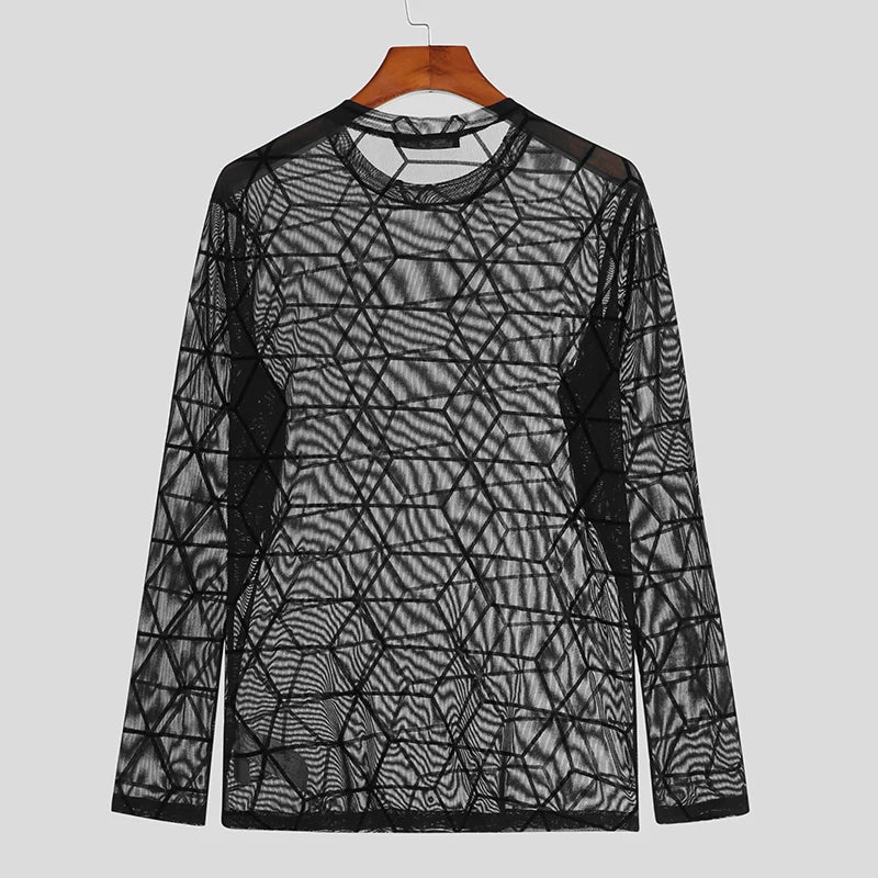 Cube Pattern Mesh Shirt