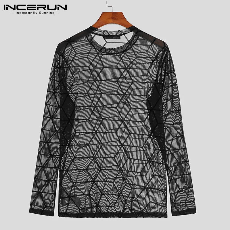 Cube Pattern Mesh Shirt