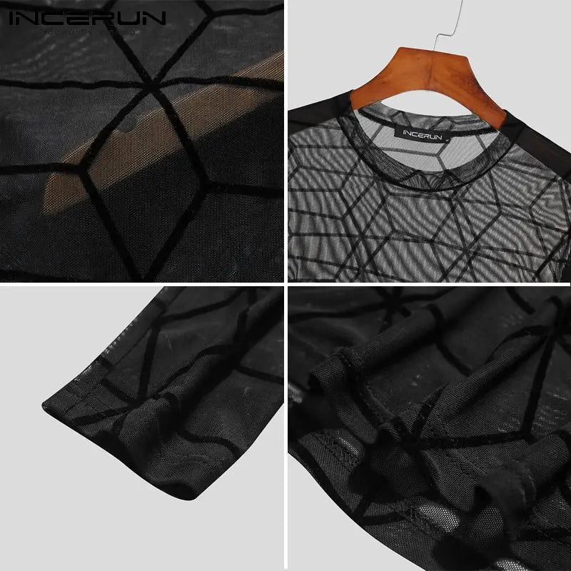 Cube Pattern Mesh Shirt