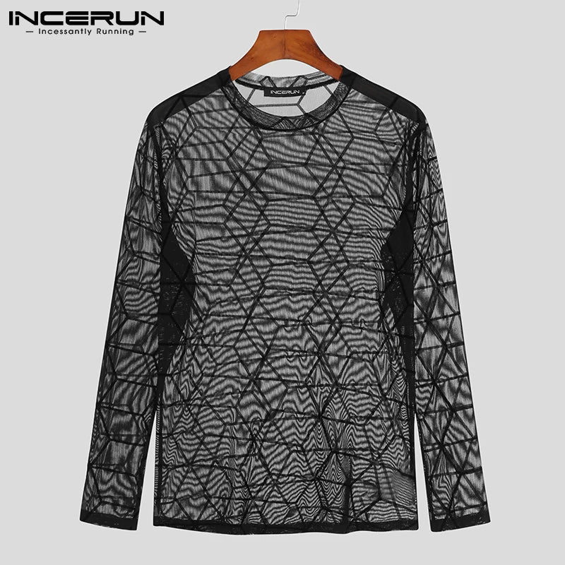 Cube Pattern Mesh Shirt