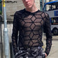 Cube Pattern Mesh Shirt