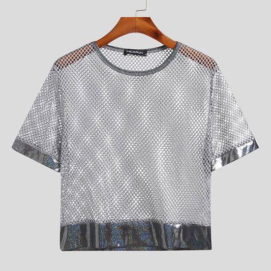 Holographic Mesh Crop Top