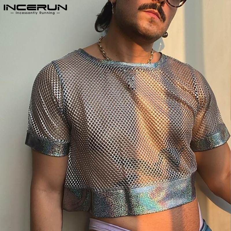 Holographic Mesh Crop Top